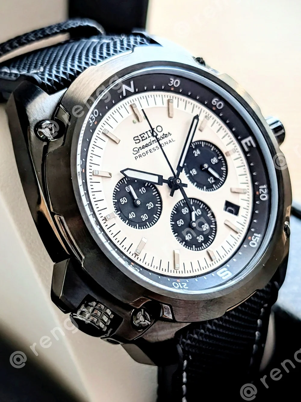 45mm Seiko Speedmaster Professional Men’s Black Panda Chronograph Mod Watch